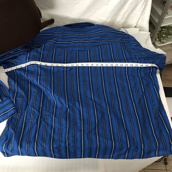 Wrangler Western Premium Snap Button Shirt Size 2XL Blue and Silver Stripes EUC - Picture 14 of 14